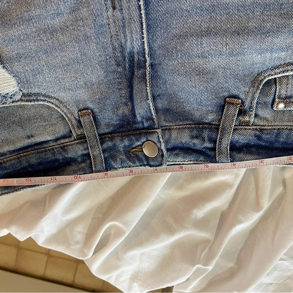 Tinseltown Blue Denim Jean Shorts with Rainbow Side Trim - Picture 6 of 11